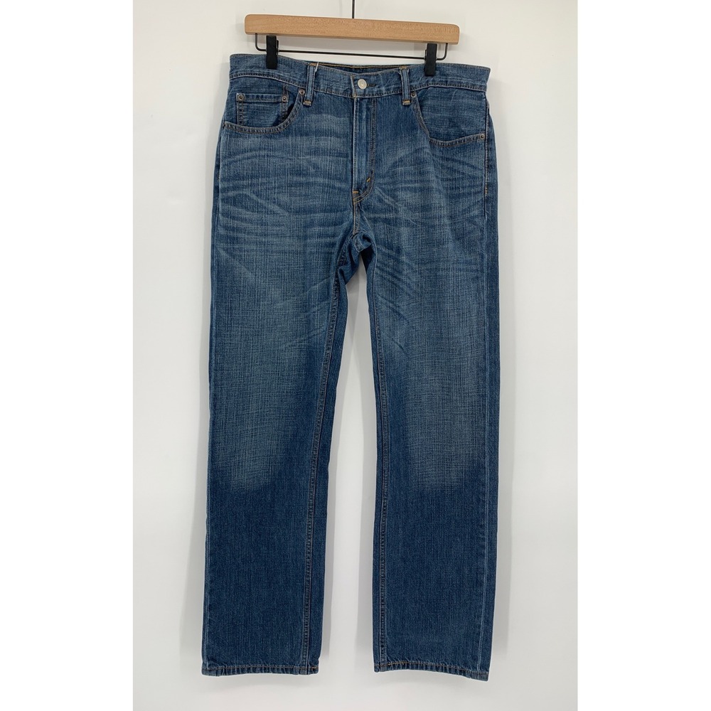 Levi 559 Jeans Mens 34x34 Blue Relaxed Straight Whiskering Leg Denim Pants